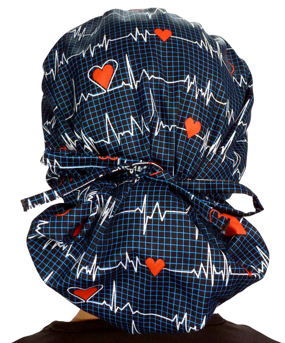 Scrub Hats Valentines Day Batik Hearts Fabric-bouffant Scrub 