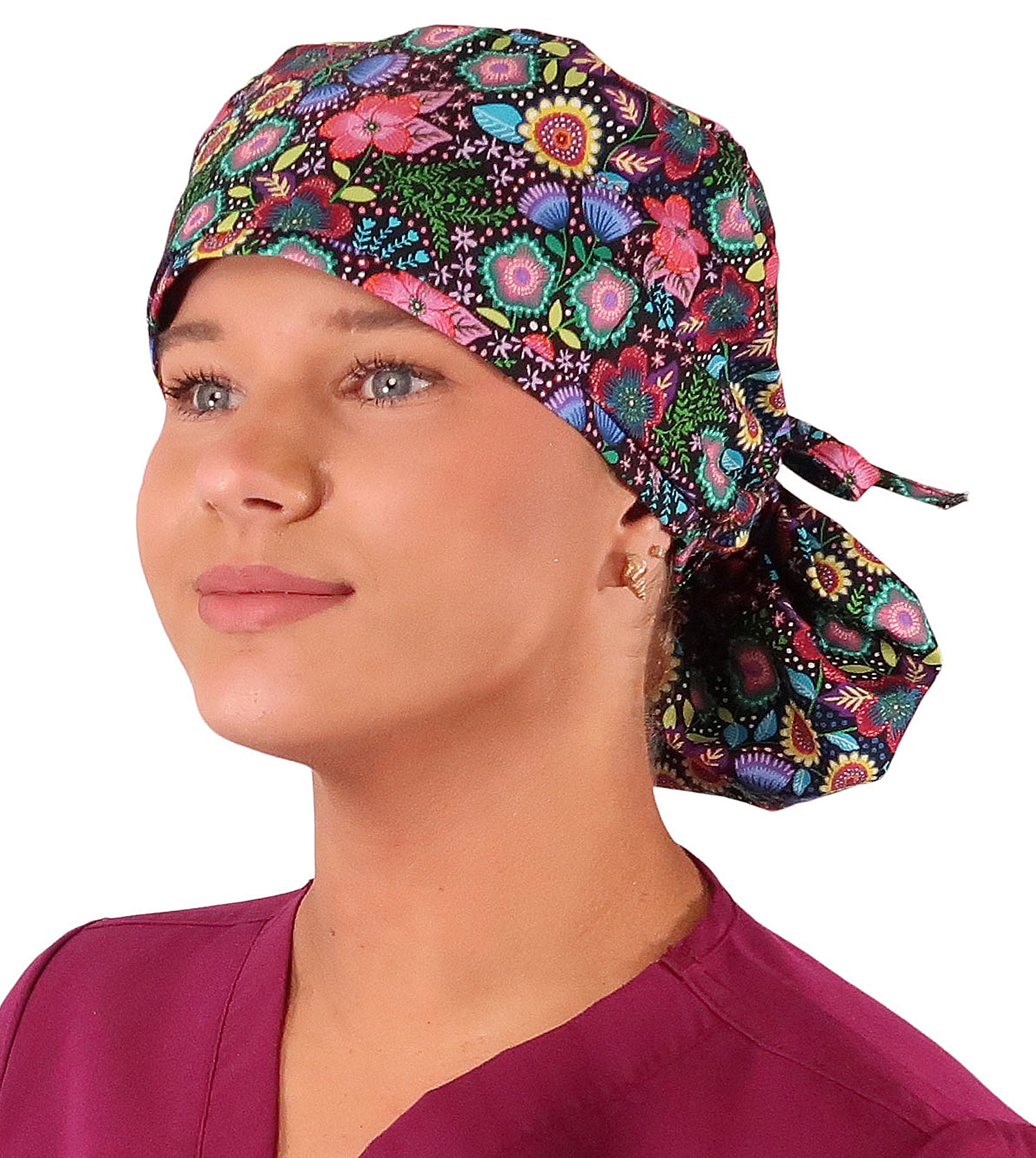 Women's Big Hair Ponytail Surgical Scrub Cap - Perfect Scrub Cap