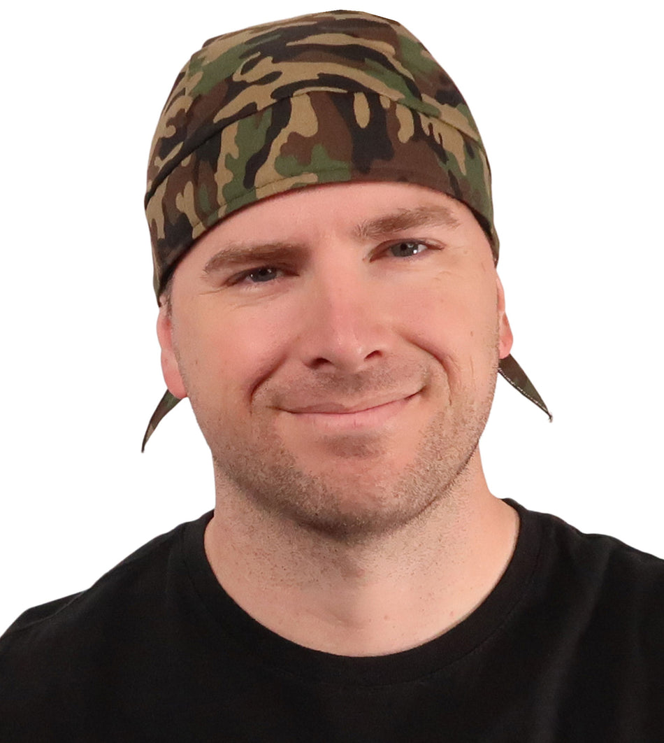 Breathable Cotton Skull Caps - Woodland Camo - Classic Skull Caps - Sparkling EARTH