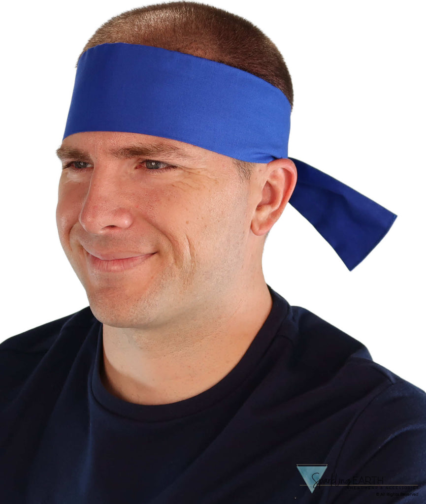 Adjustable Double Sided Martial Arts Headband with Squared Ends - Made in USA - Royal Blue Martial Arts Headbands