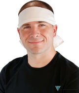 Adjustable Double Sided Martial Arts Headband with Squared Ends - Made in USA - White Martial Arts Headbands