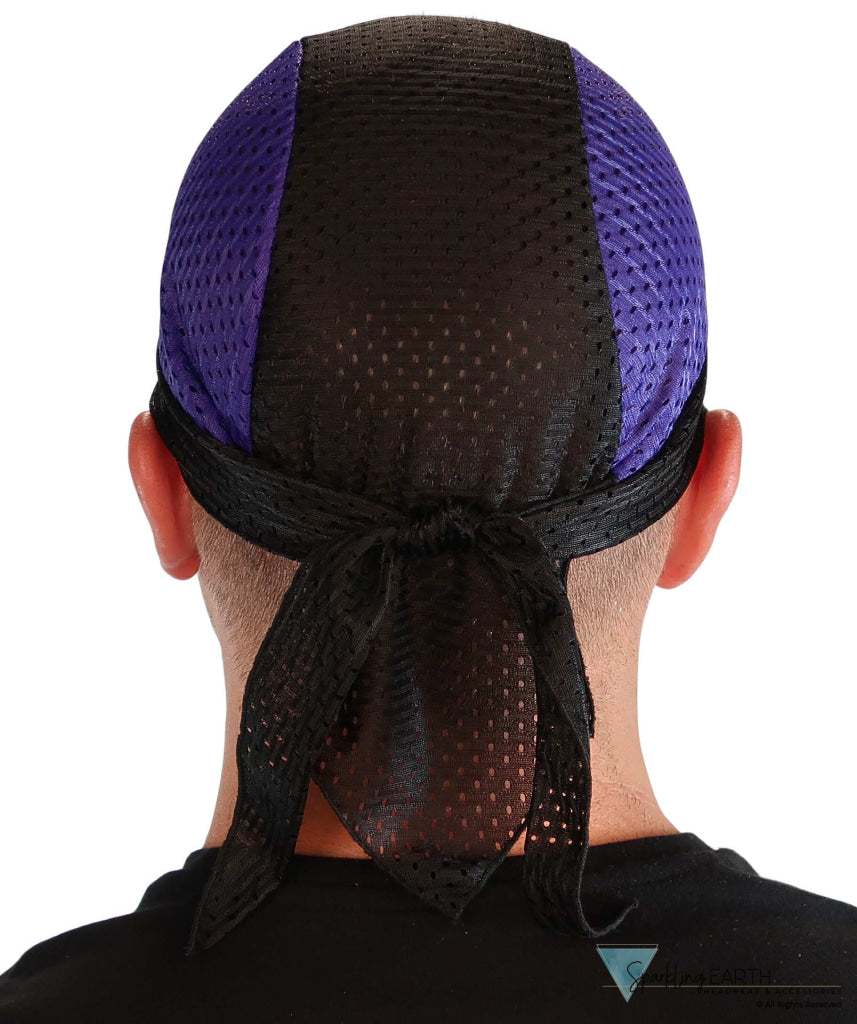 Air Flow Skull Caps - Ultimate Comfort Ventilation and Breathability - Purple and Black Stretch Mesh Skull Caps