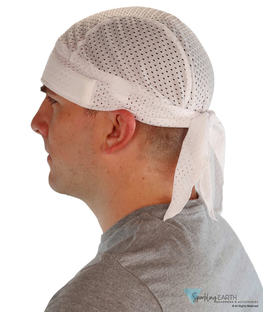 Air Flow Skull Caps - Ultimate Comfort Ventilation and Breathability - White on White Stretch Mesh Skull Caps
