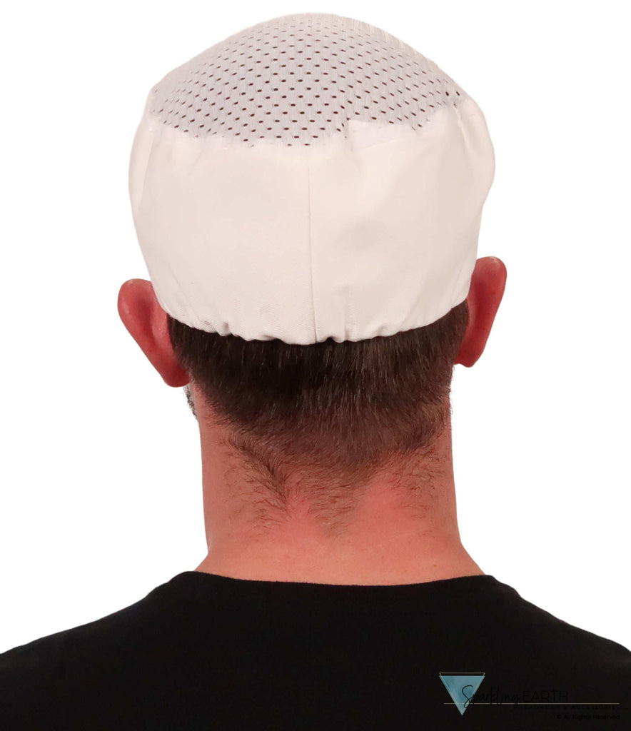 AirFlow Chef’s Beanie with Hook & Loop closure and sweatband - White Airflow Mesh with sweatband Chef’s Caps