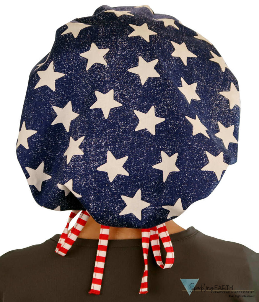 Big Hair Ponytail Surgical Scrub Cap American Pride Banded Bouffant Surgical Scrub Caps