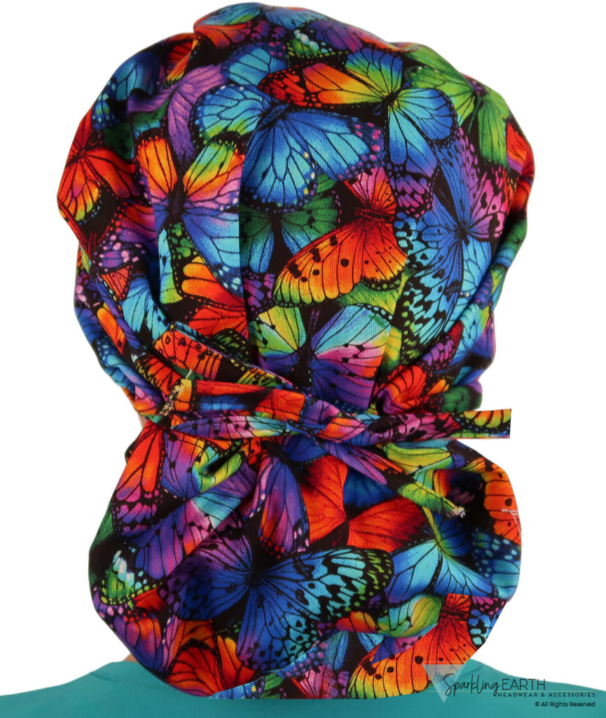 Banded Bouffant Surgical Scrub Cap - Butterfly Me Away - Banded Bouffant Surgical Scrub Caps - Sparkling EARTH