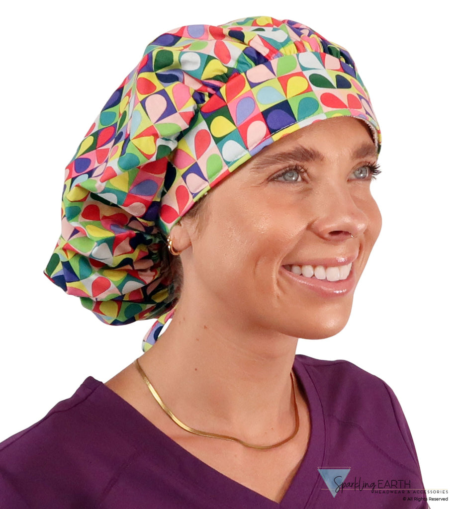 Banded Bouffant Surgical Scrub Cap - Carousel of Color - Banded Bouffant Surgical Scrub Caps - Sparkling EARTH