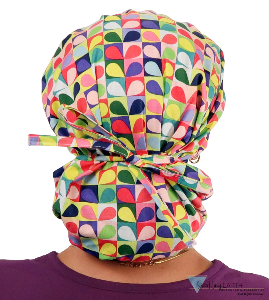 Banded Bouffant Surgical Scrub Cap - Carousel of Color - Banded Bouffant Surgical Scrub Caps - Sparkling EARTH