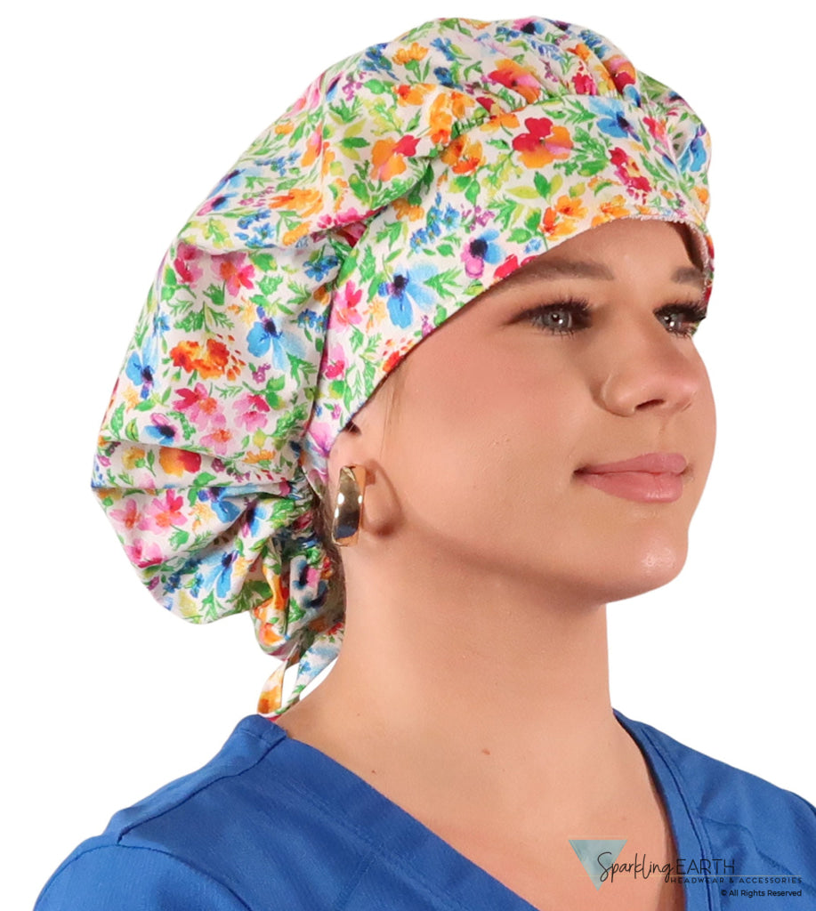 Banded Bouffant Ponytail Scrub Caps Fabulous Floral Banded Bouffant Surgical Scrub Caps