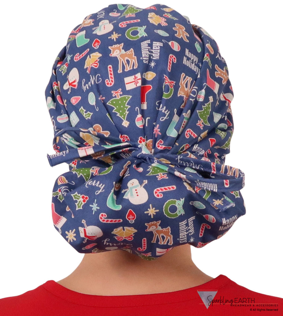 Banded Bouffant Surgical Scrub Cap - Holiday Cheer - Banded Bouffant Surgical Scrub Caps - Sparkling EARTH