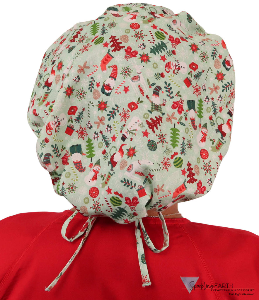 Banded Bouffant Surgical Scrub Cap - Holiday Traditions Banded Bouffant Surgical Scrub Caps