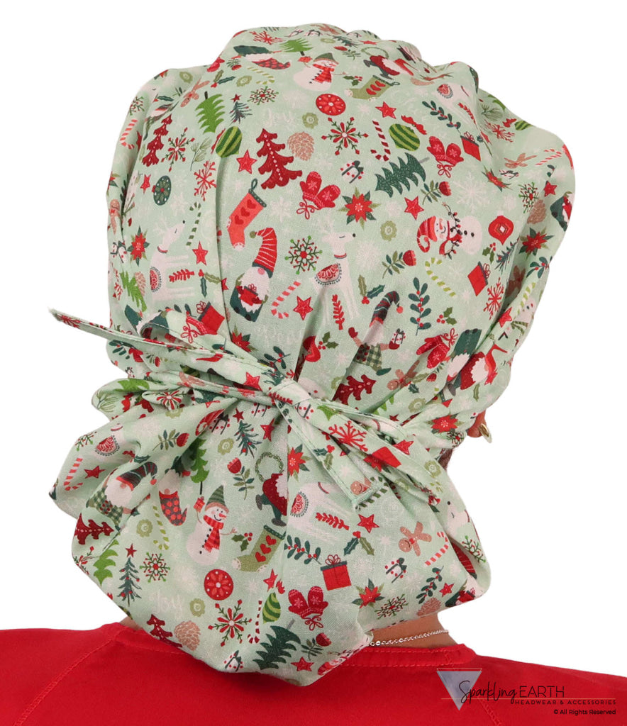 Banded Bouffant Surgical Scrub Cap - Holiday Traditions Banded Bouffant Surgical Scrub Caps
