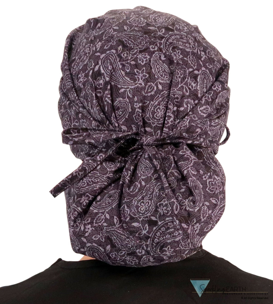 Banded Bouffant Surgical Scrub Cap - Pretty Paisley Floral Batik - Banded Bouffant Surgical Scrub Caps - Sparkling EARTH