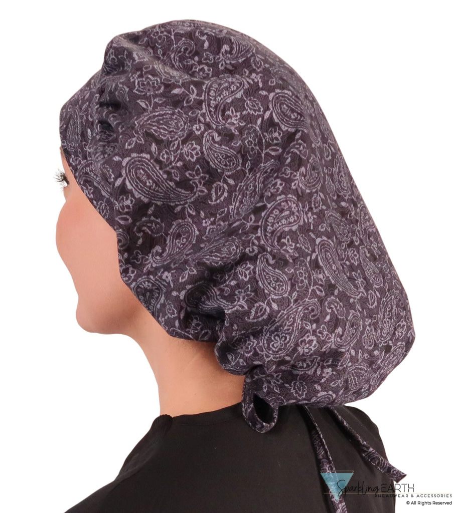 Banded Bouffant Surgical Scrub Cap - Pretty Paisley Floral Batik - Banded Bouffant Surgical Scrub Caps - Sparkling EARTH