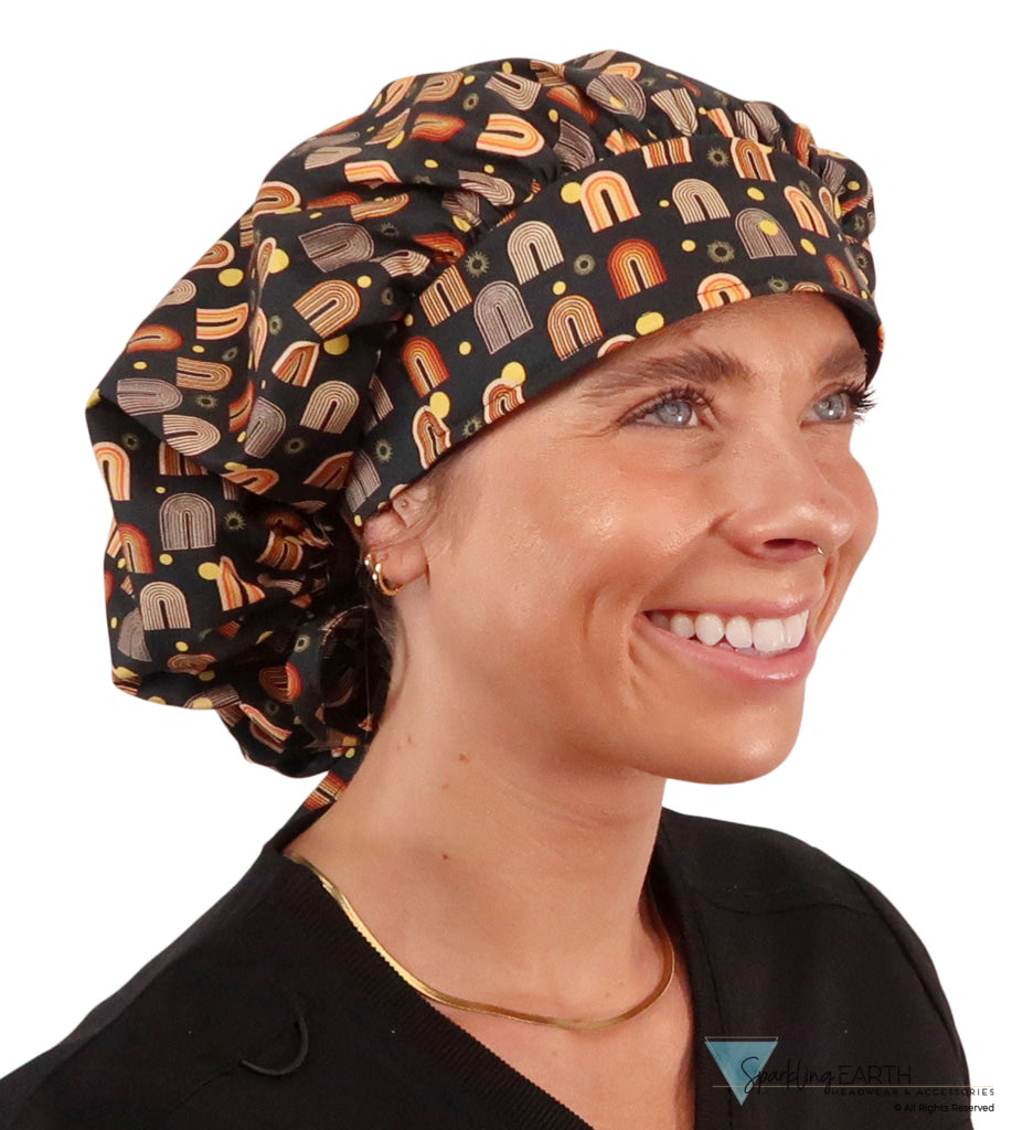 Banded Bouffant Surgical Scrub Cap - Radical Rainbows - Banded Bouffant Surgical Scrub Caps - Sparkling EARTH