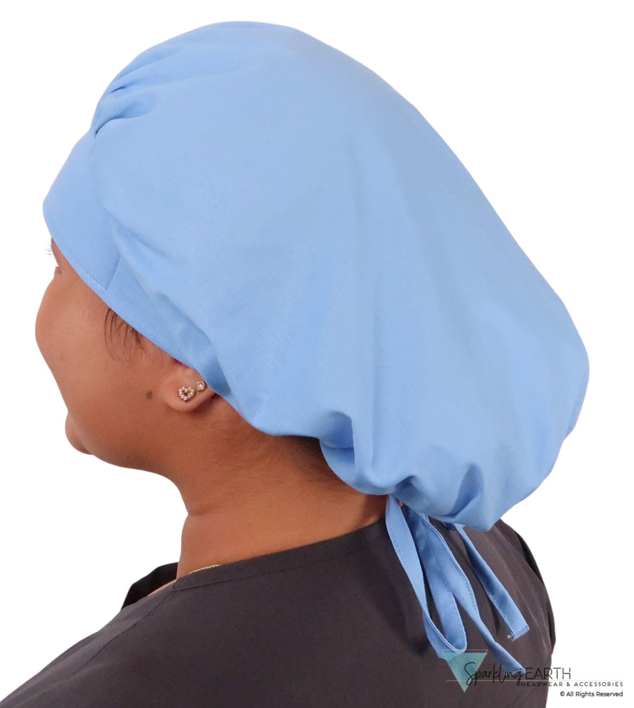 Banded Bouffant Surgical Scrub Cap - Solid Sky Blue - Banded Bouffant Surgical Scrub Caps - Sparkling EARTH