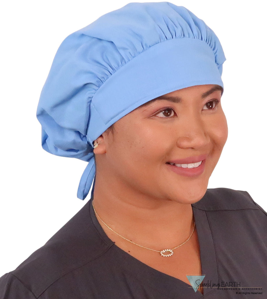 Banded Bouffant Surgical Scrub Cap - Solid Sky Blue - Banded Bouffant Surgical Scrub Caps - Sparkling EARTH