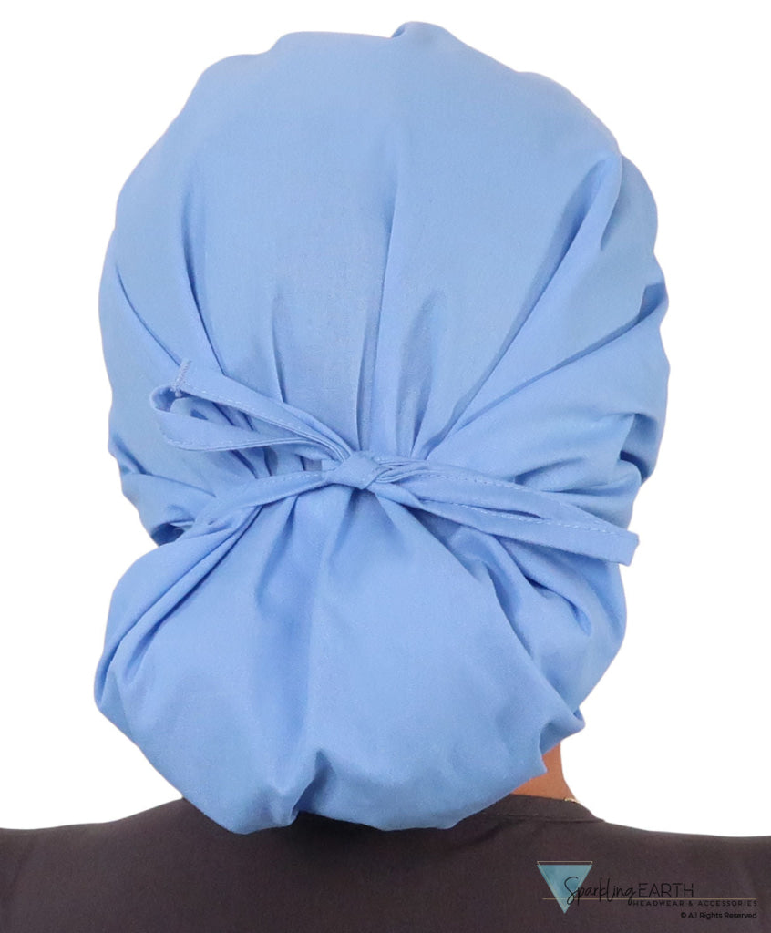 Banded Bouffant Surgical Scrub Cap - Solid Sky Blue - Banded Bouffant Surgical Scrub Caps - Sparkling EARTH