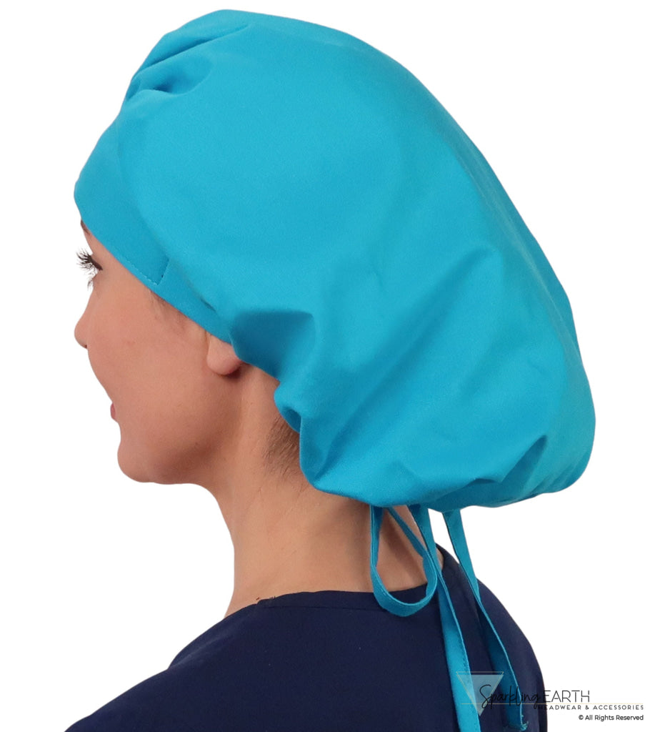 Banded Bouffant Surgical Scrub Cap - Solid Turquoise - Banded Bouffant Surgical Scrub Caps - Sparkling EARTH