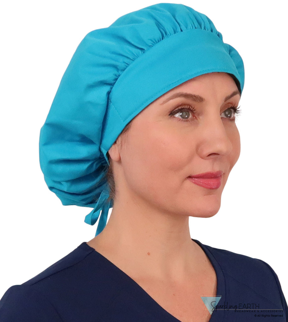 Banded Bouffant Surgical Scrub Cap - Solid Turquoise - Banded Bouffant Surgical Scrub Caps - Sparkling EARTH