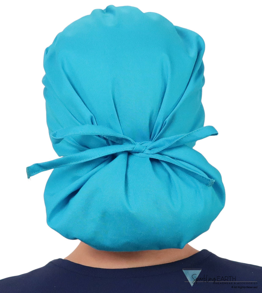 Banded Bouffant Surgical Scrub Cap - Solid Turquoise - Banded Bouffant Surgical Scrub Caps - Sparkling EARTH