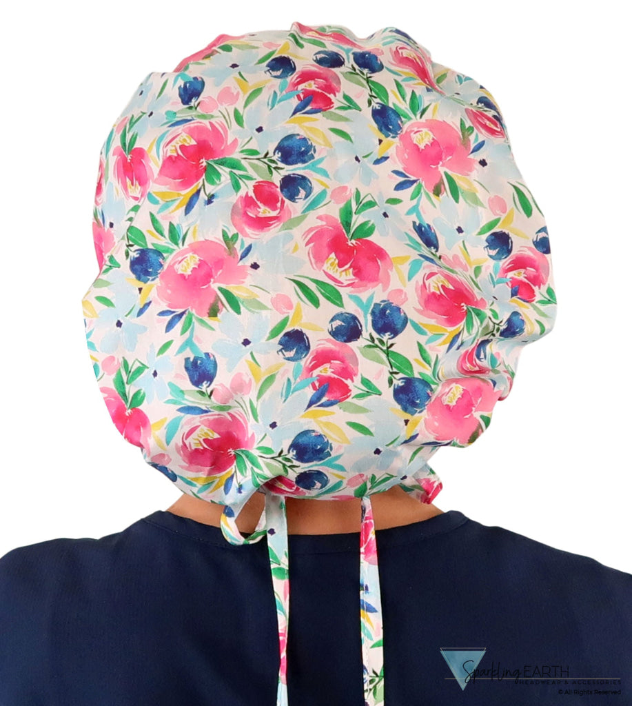 Banded Bouffant Ponytail Scrub Cap - Spring Has Sprung! Surgical Caps