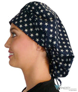 Banded Bouffant Surgical Scrub Cap - Navy With Stars Caps