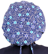 Banded Bouffant Surgical Scrub Cap - Happy Hanukkah - Banded Bouffant Surgical Scrub Caps - Sparkling EARTH