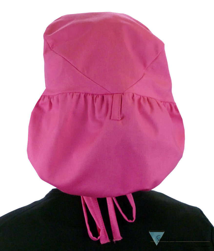 Big Hair Ponytail Surgical Scrub Cap - Perfect Scrub Cap for Long Hair - Hot Pink Big Hair Surgical Scrub Caps