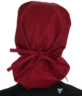 Big Hair Ponytail Surgical Scrub Cap - Perfect Scrub Cap for Long Hair - Solid Red Wine Big Hair Surgical Scrub Caps