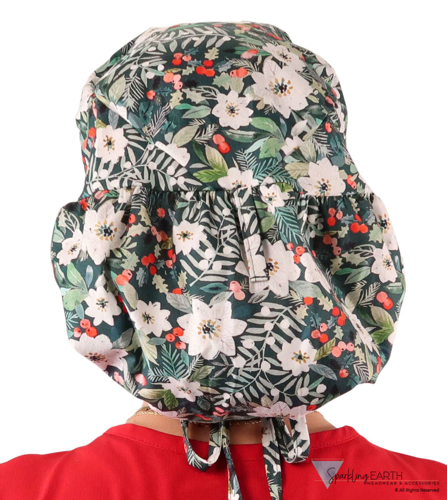 Big Hair Ponytail Surgical Scrub Cap - Winter Wonderland Big Hair Surgical Scrub Caps