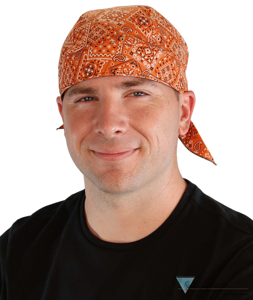 Breathable Cotton Skull Caps - Blazing Bandana Orange Classic Skull Caps