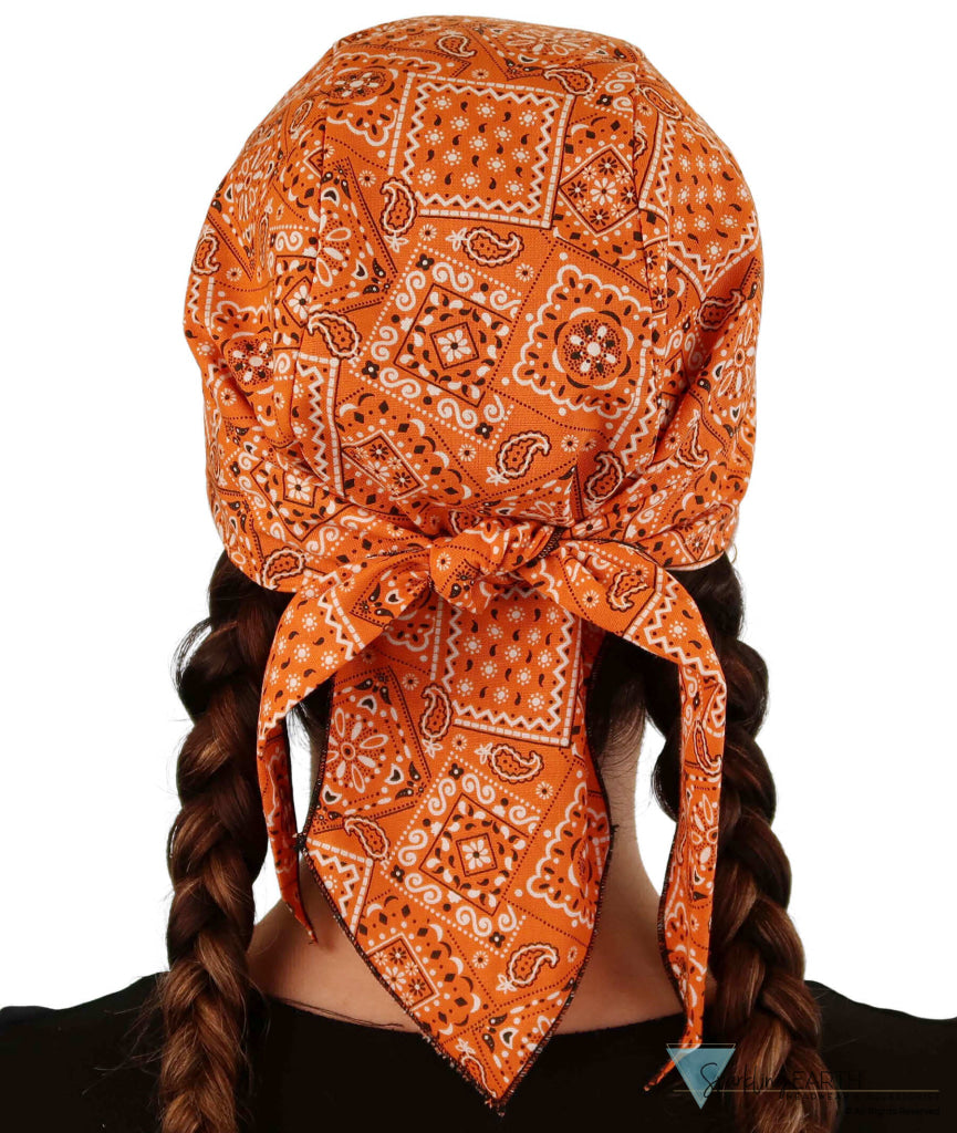 Breathable Cotton Skull Caps - Blazing Bandana Orange Classic Skull Caps