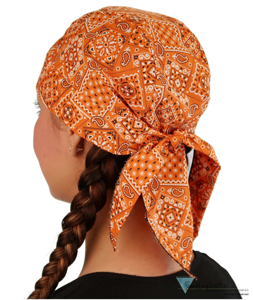 Breathable Cotton Skull Caps - Blazing Bandana Orange Classic Skull Caps