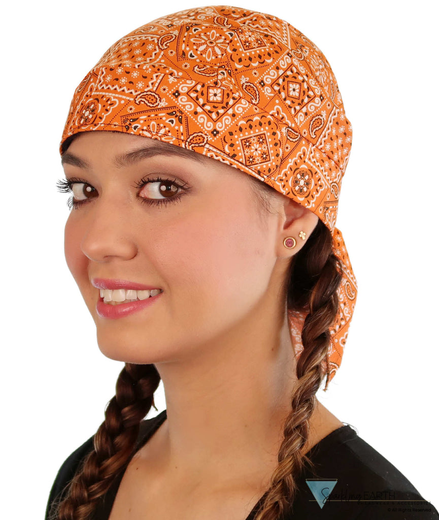 Breathable Cotton Skull Caps - Blazing Bandana Orange Classic Skull Caps