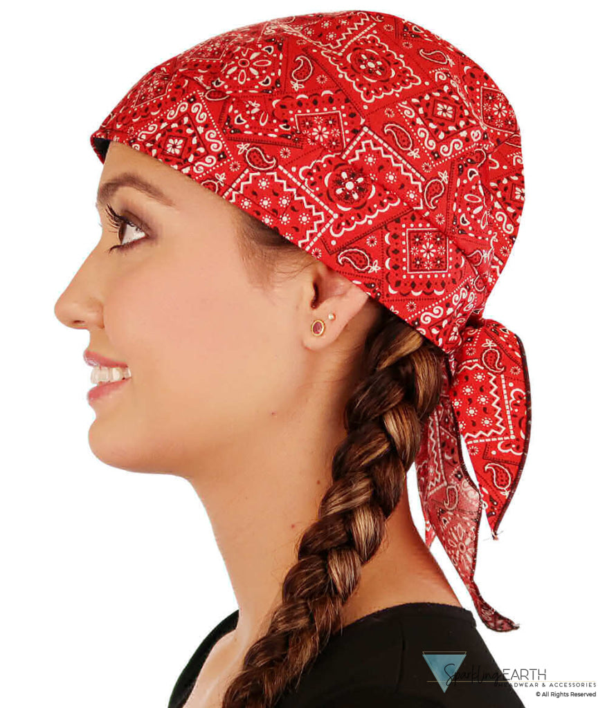 Breathable Cotton Skull Caps - Blazing Bandana Red - Classic Skull Caps - Sparkling EARTH