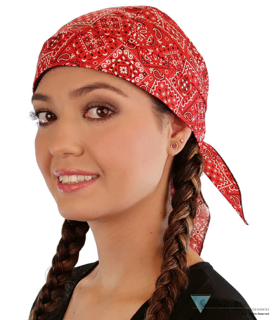 Breathable Cotton Skull Caps - Blazing Bandana Red - Classic Skull Caps - Sparkling EARTH