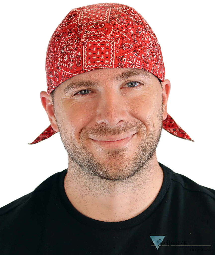 Breathable Cotton Skull Caps - Blazing Bandana Red - Classic Skull Caps - Sparkling EARTH