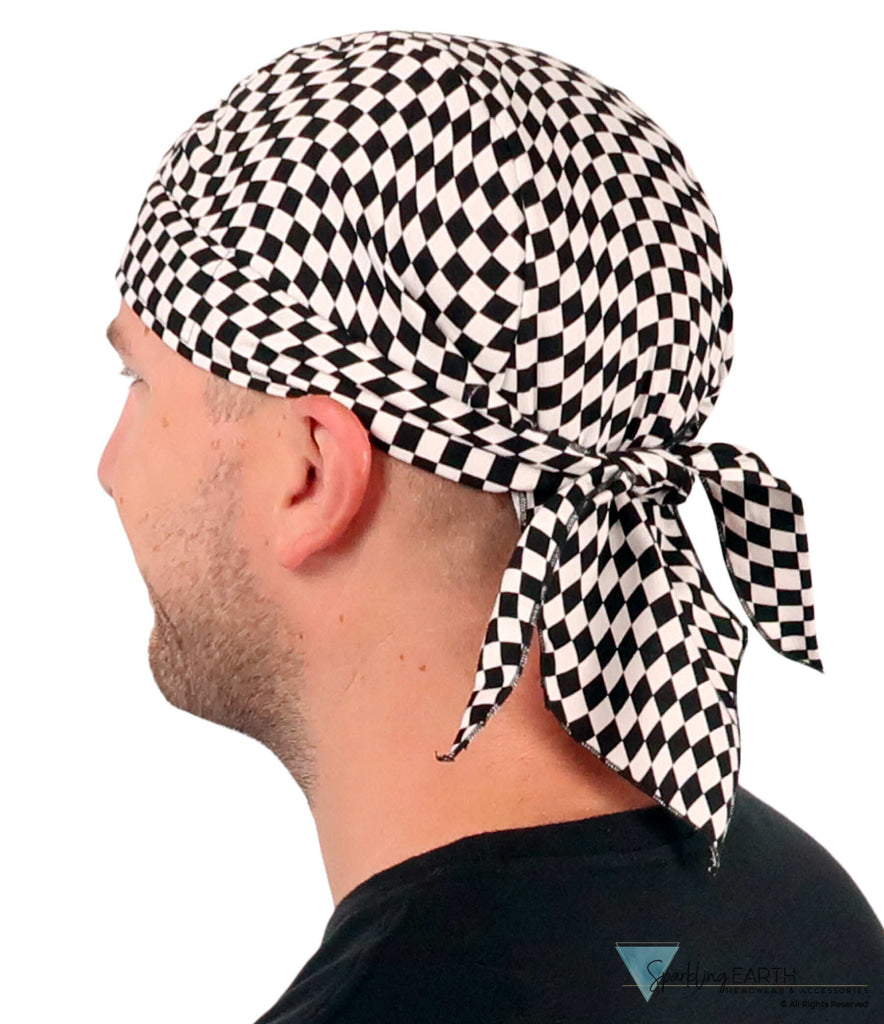 Breathable Cotton Skull Caps Checkered Flag Classic Skull Caps