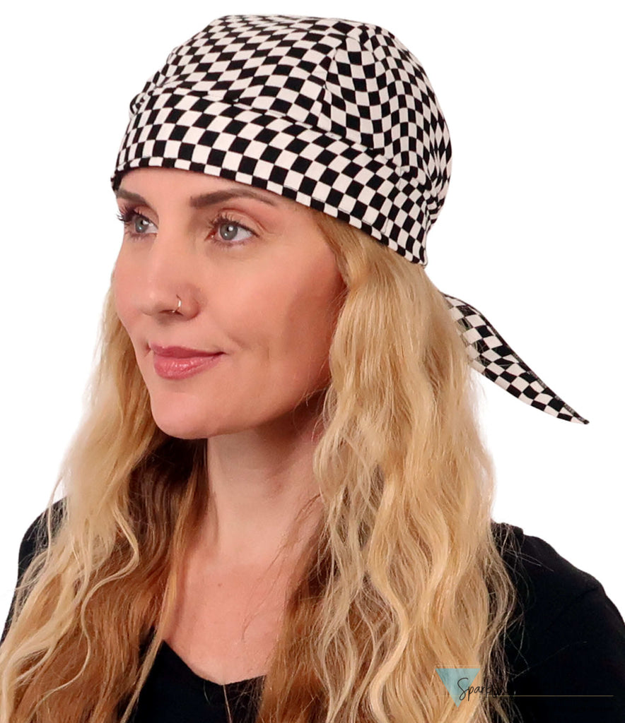 Breathable Cotton Skull Caps Checkered Flag Classic Skull Caps