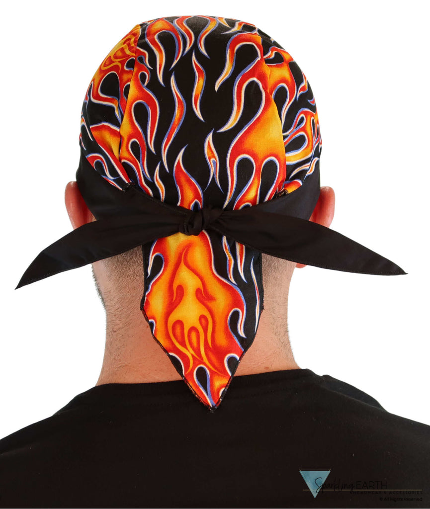 Breathable Cotton Skull Caps - Hot Rod Flames with Black Band - Classic Skull Caps - Sparkling EARTH