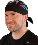 Breathable Cotton Skull Caps - Green and Blue Flames - Classic Skull Caps - Sparkling EARTH