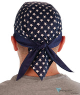 Breathable Cotton Skull Caps: Perfect for Any Activity - Navy Blue with Stars and Navy Band Classic Skull Caps