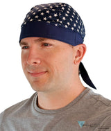 Breathable Cotton Skull Caps: Perfect for Any Activity - Navy Blue with Stars and Navy Band Classic Skull Caps