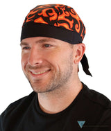 Breathable Cotton Skull Caps Orange Flames with Black Band Classic Skull Caps