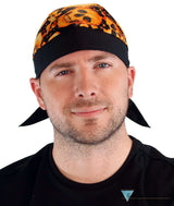 Breathable Cotton Skull Caps: Perfect for Any Activity - Tossed Orange Skulls with Black Band Classic Skull Caps