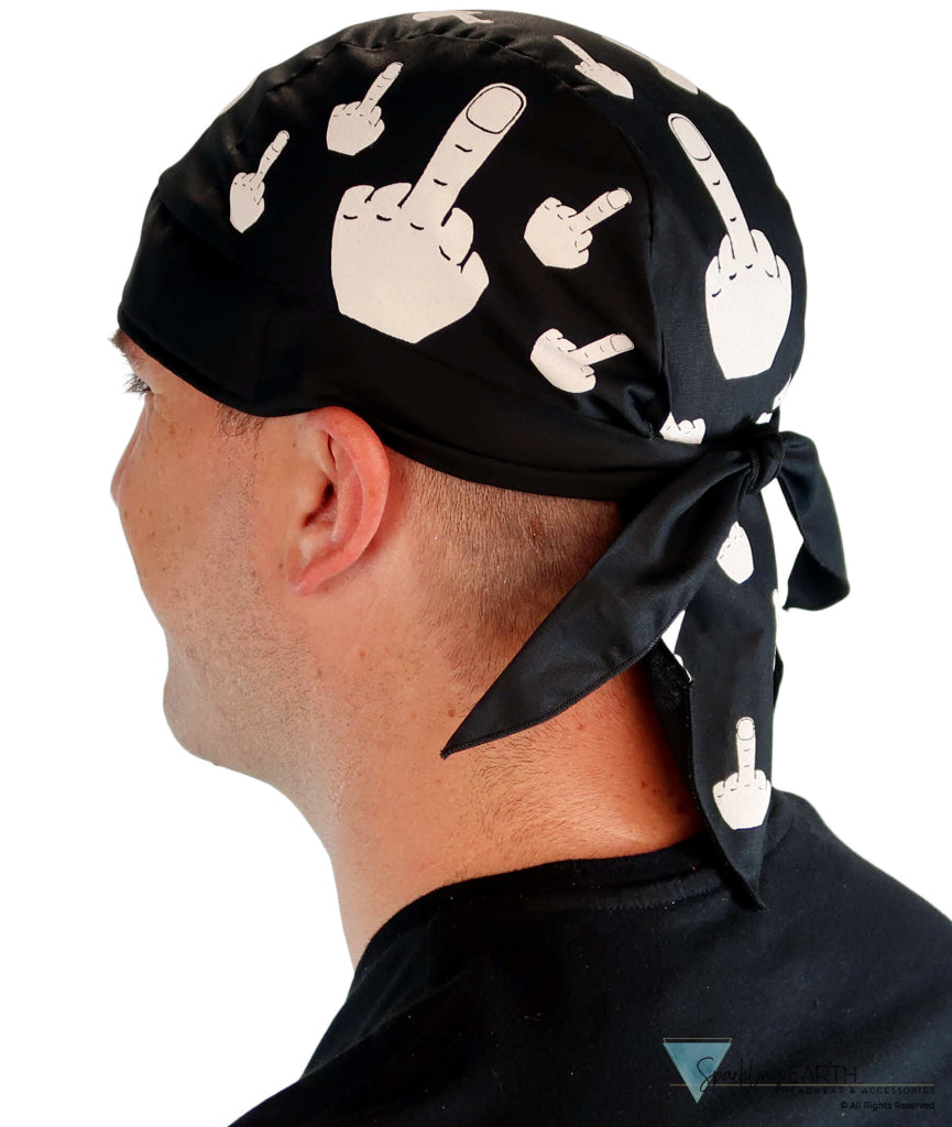 Breathable Cotton Skull Caps: Perfect for Any Activity  - White Bird Finger on Black - Classic Skull Caps - Sparkling EARTH