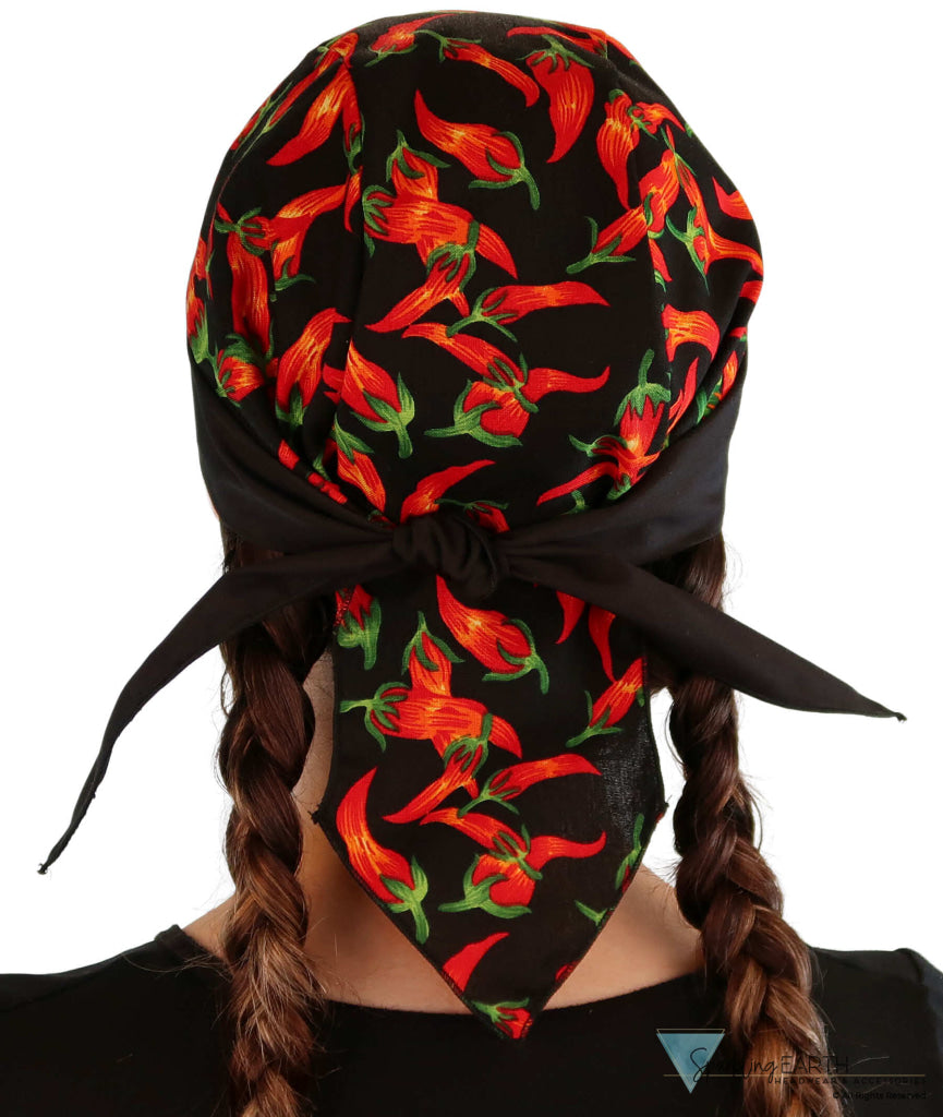 Breathable Cotton Skull Caps - Red Chili Peppers with Black Band - Classic Skull Caps - Sparkling EARTH