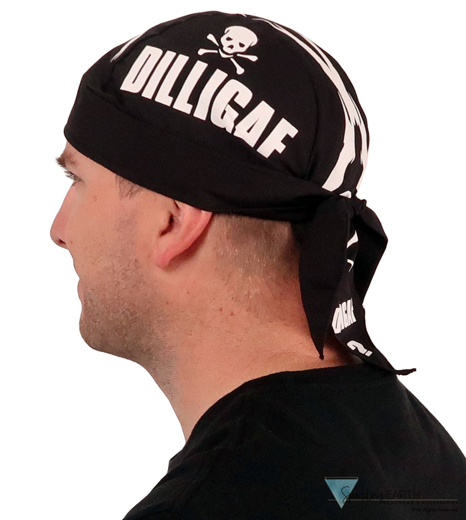 Breathable Cotton Skull Caps Screen Printed DILLIGAF on Black Classic Skull Caps