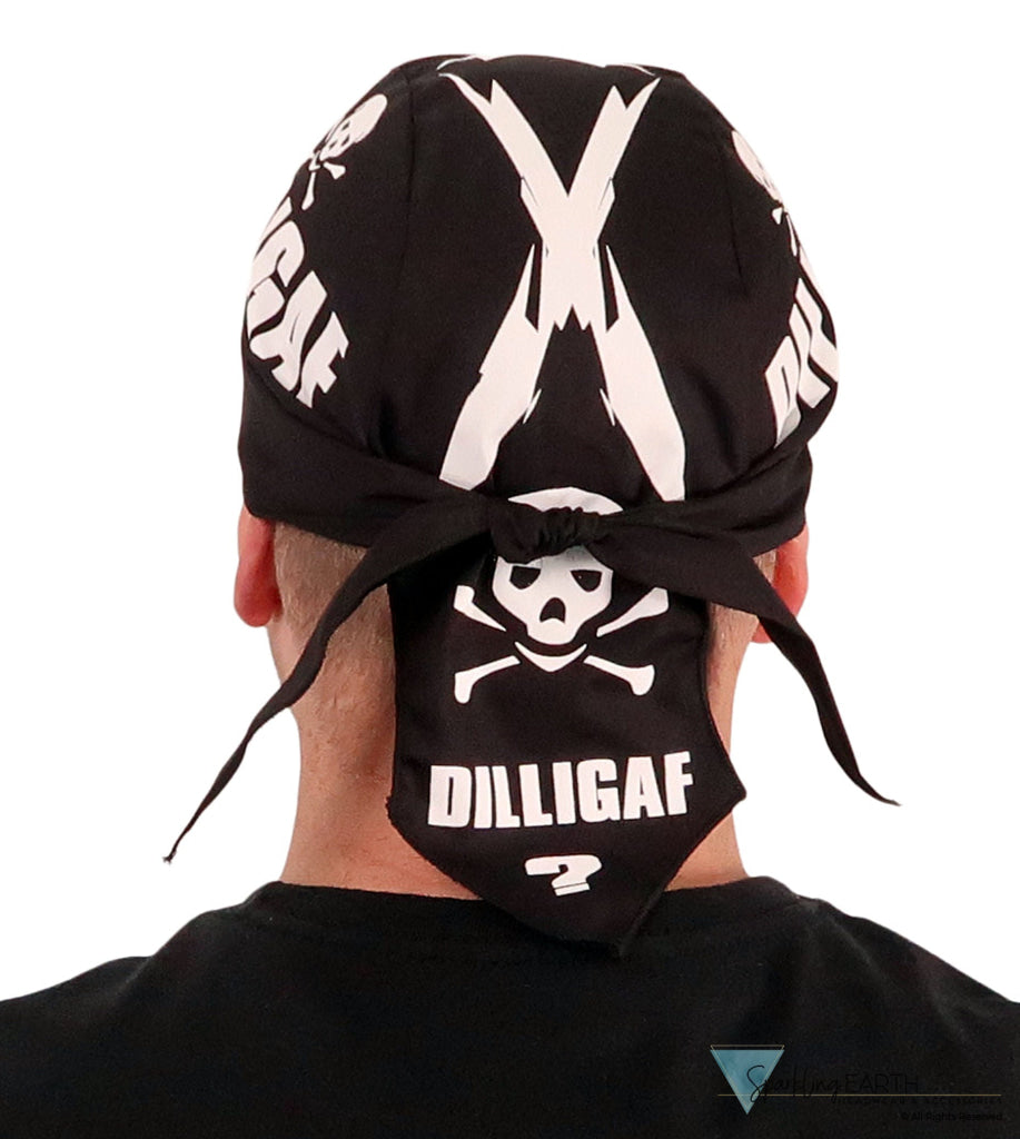Breathable Cotton Skull Caps Screen Printed DILLIGAF on Black Classic Skull Caps